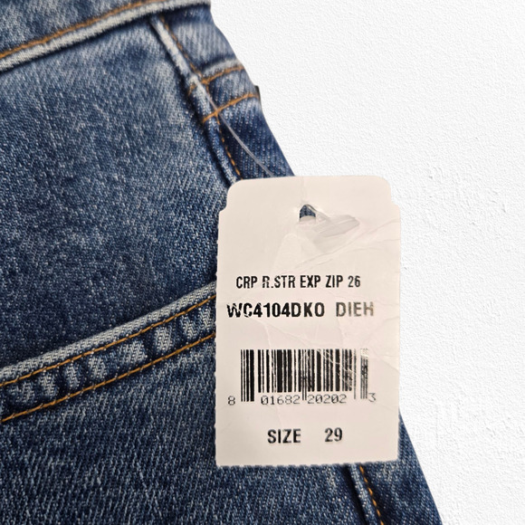 Hudson Crop Riley Relaxed Straight Jeans Exposed Zip Front Blue Denim Size 29 - Picture 4 of 12